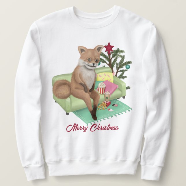 Moletom T-Shirt de Natal De Pau Taxidermy Fox (Frente do Design)