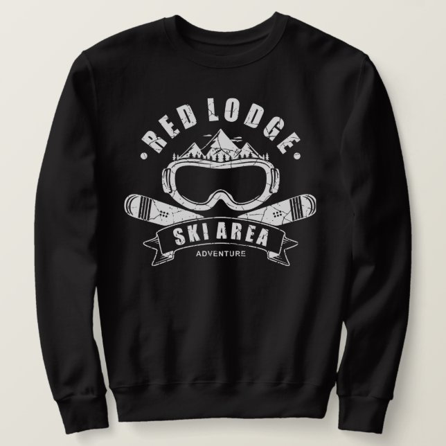 Moletom T-Shirt Retro Red Lodge Ski Adventure (Frente do Design)