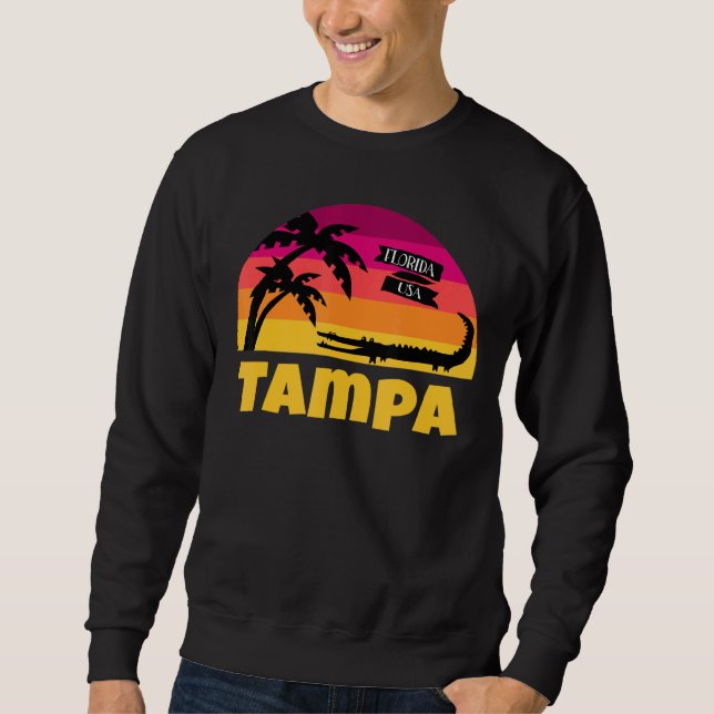 Moletom Tampa Florida Retro Sunset And Alligator (Frente)
