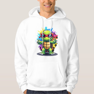 Moletom Tartaruga Fofa Usando Óculos de Sol Tinta Espalha 