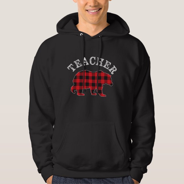 Moletom TéACHER Bear RED Black Buffalo Xadrez Mama Checker (Frente)