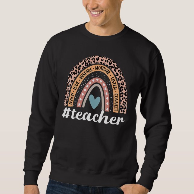 Moletom Teacher Rainbow Leopard Education Classroom (Frente)