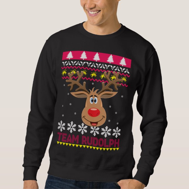 Moletom Team Rudolph Papais noeis Reindeer Ugly Sweater (Frente)