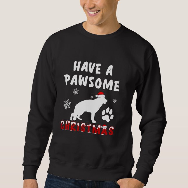 Moletom Tenha Um German shepherd Engraçado De Natal Pawsom (Frente)