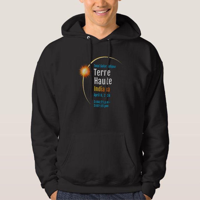 Moletom Terre Haute Indiana no Eclipse Solar Total de 2024 (Frente)