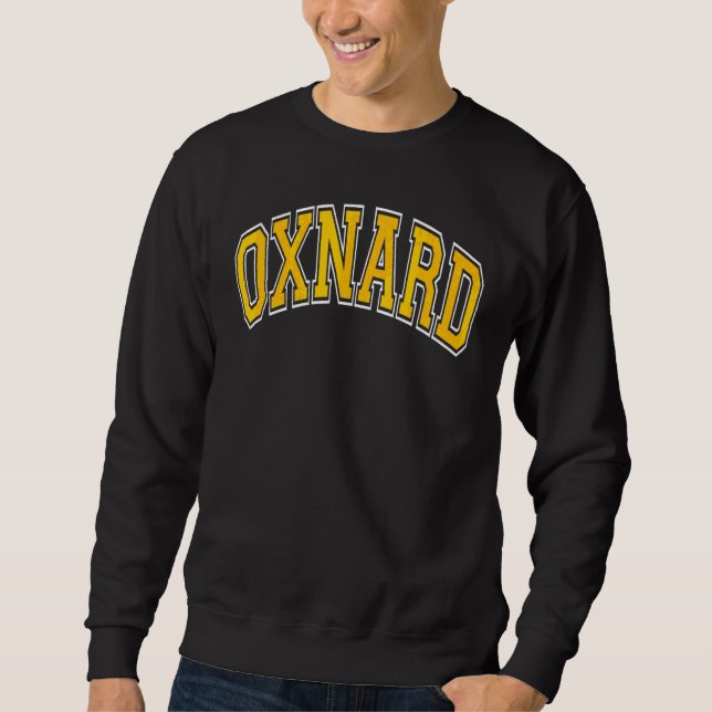Moletom Texto âmbar do estilo Varsity Ca da Oxnard Califor (Frente)