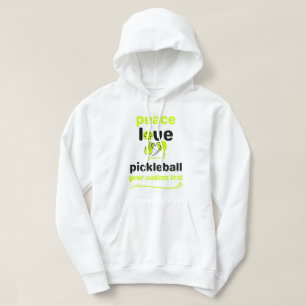 Moletom texto verde Pickleball Peace and Love personalizad