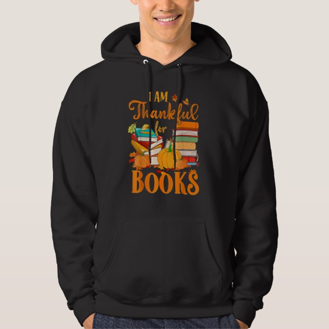 Moletom Thankful For Books Fall Librarian  Happy Thanksgiv (Frente)