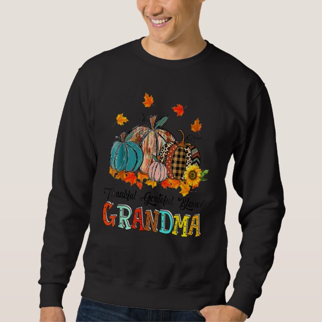 Moletom Thankful Grateful Blessed Grammy Pumpkins Thanksgi (Frente)