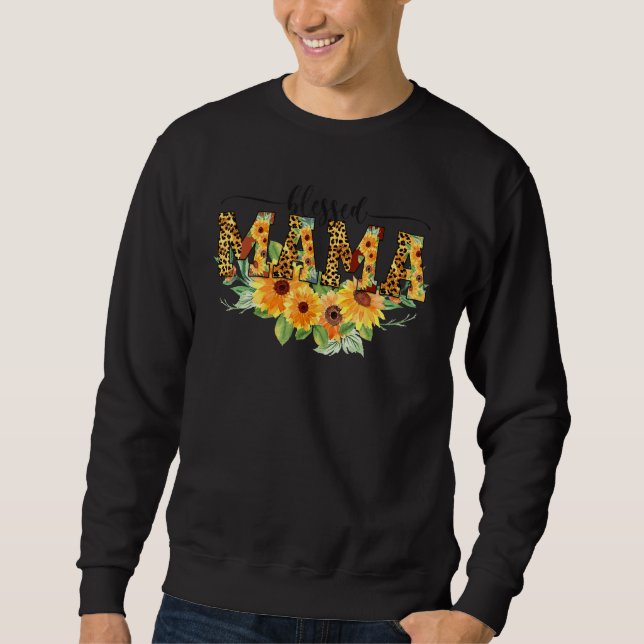 Moletom Thankful Grateful Blessed Mama Sunflower Thanksgiv (Frente)