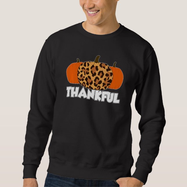 Moletom Thankfull Thanksgiving Pumpkin Leopard   (Frente)
