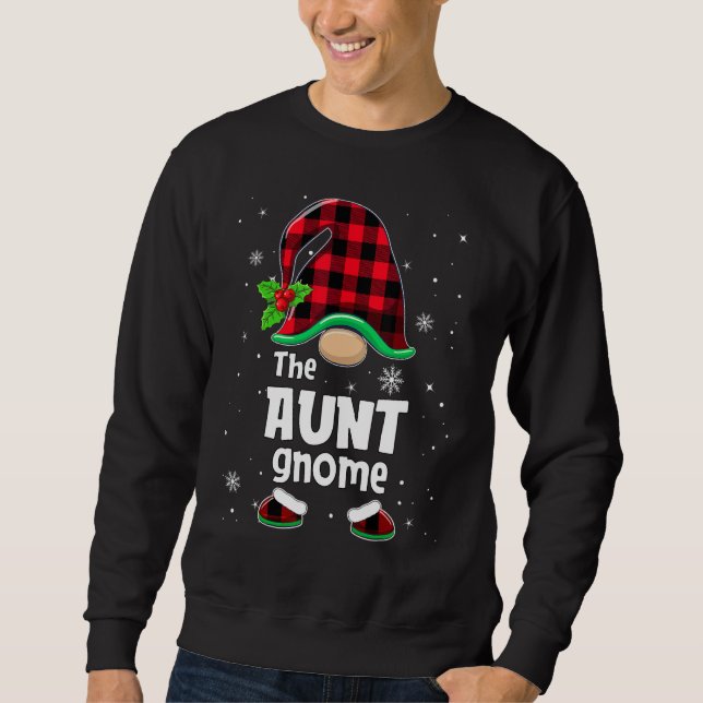 Moletom The Aunt Gnome Buffalo Plaid Christmas Matching Fa (Frente)