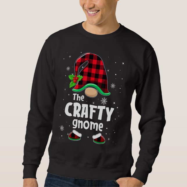 Moletom The Crafty Gnome Buffalo Plaid Christmas Matching  (Frente)