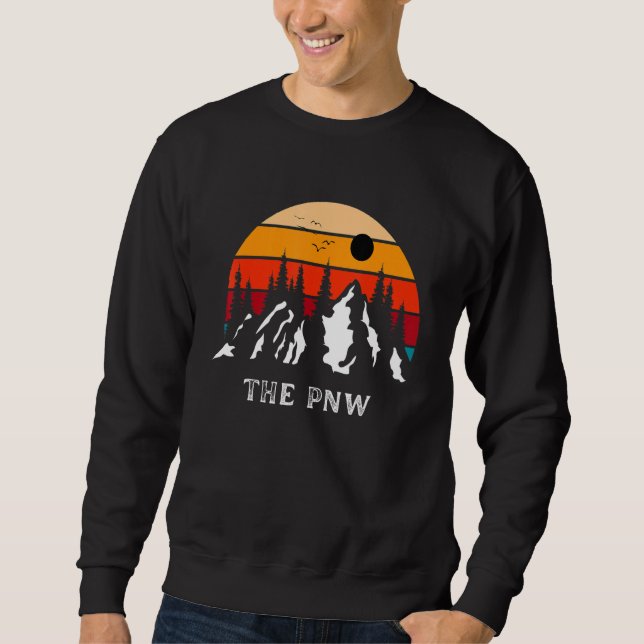 Moletom The Pnw Souvenir Retro Sunset Mountains (Frente)