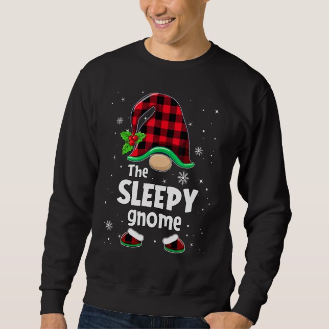 Moletom The Sleepy Gnome Buffalo Plaid Christmas Matching  (Frente)
