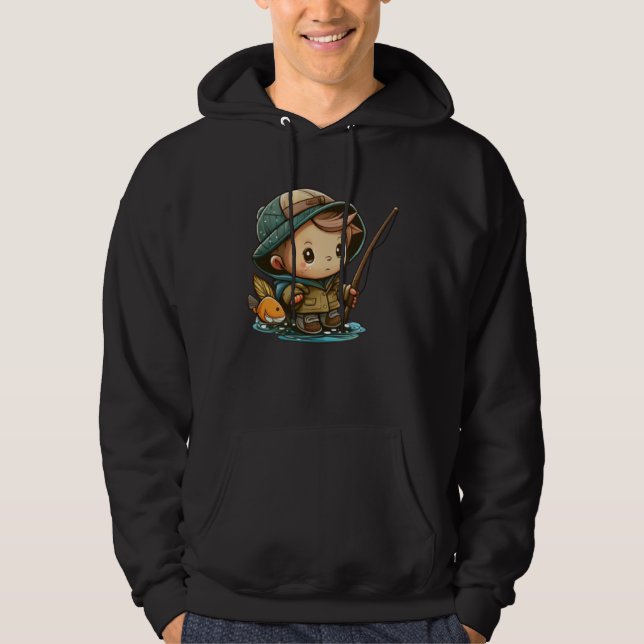 Moletom The Young Angler Cute Little Boy with Fishing Pole (Frente)