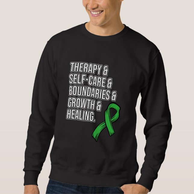 Moletom Therapy Self Care Mental Health Awareness Green Gr (Frente)