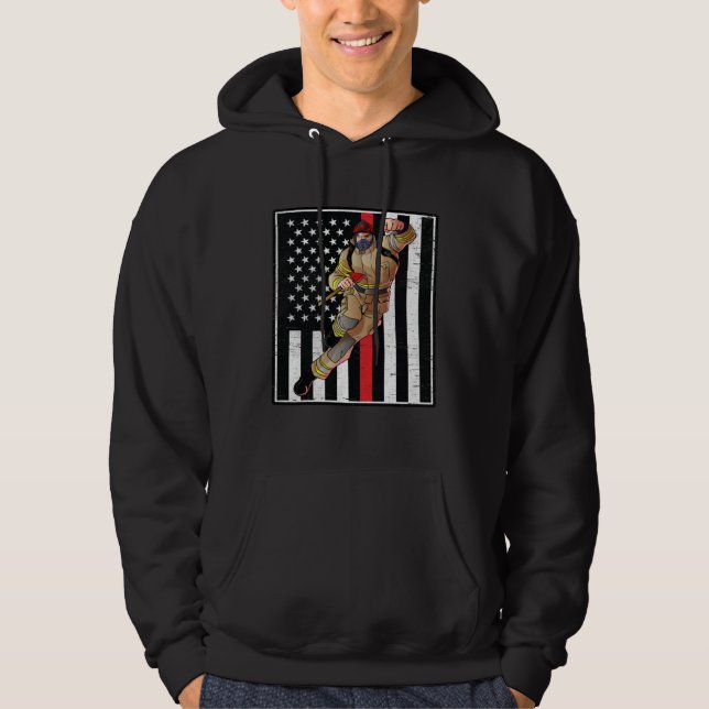 Moletom Thin Red Line Flag Fireman Hero for Firefighter Da (Frente)