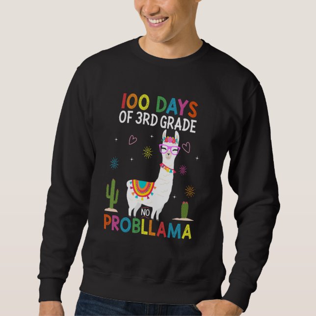 Moletom Third 3rd Grade No Prob Llama Teacher 100th Day of (Frente)