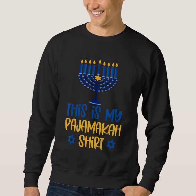 Moletom This Is My Hanukkah Pajamakah Menorah Chanukah Paj (Frente)