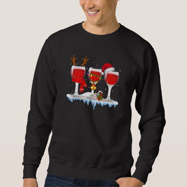 Moletom Three Glass Of Red Wine  Drinker Christmas (Frente)