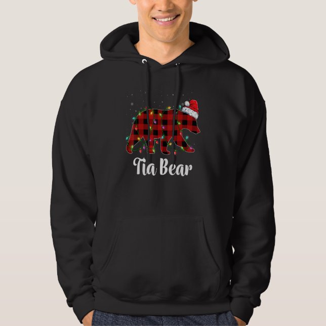 Moletom Tia Bear Buffalo Red Plaid Matching Family Christm (Frente)
