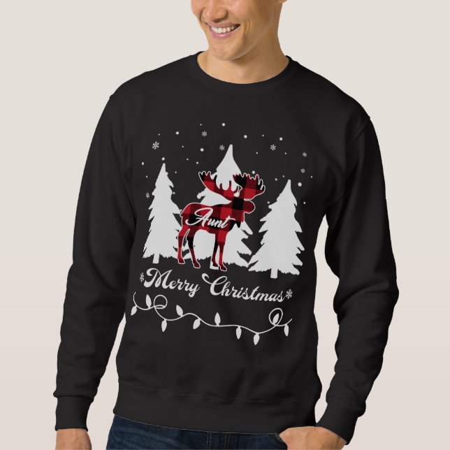 Moletom Tia Moose Buffalo Xadrez Vermelho Natal Correspond (Frente)