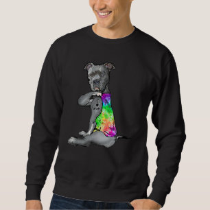 Moletom Tie Dye Pitbull Eu amo mamãe Pitbull Tattoo Mãe