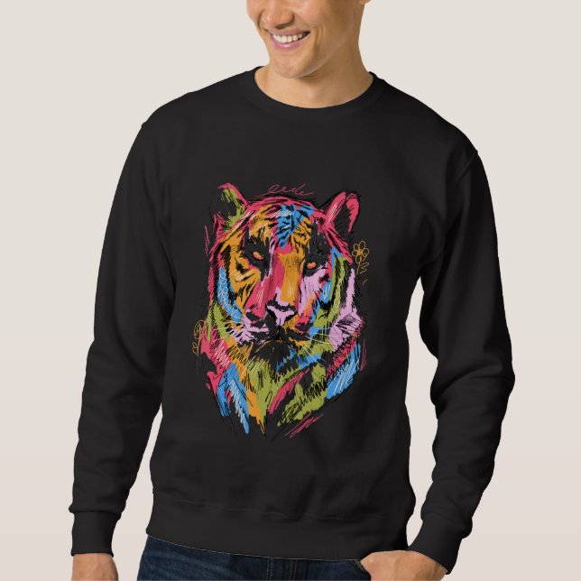 Moletom Tiger Colourful Art Animal Lover Animal (Frente)