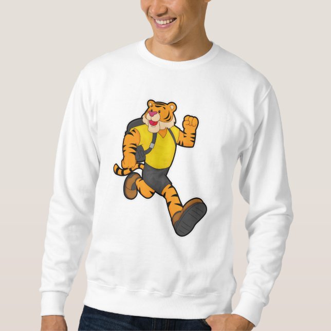 Moletom Tigre em execução com mochila (Frente)