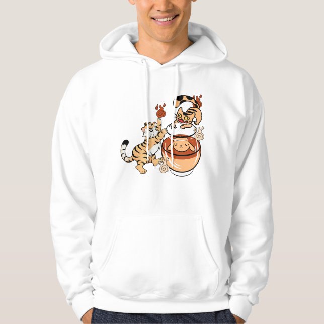 Moletom Tigre Kawaii e Cachorro Jarro de Chá Nekomata (Frente)
