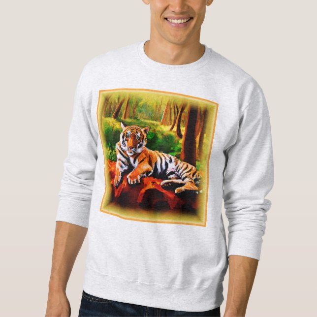 Moletom "Tigre Majestoso Descansado na Selvagem". Compre a (Frente)