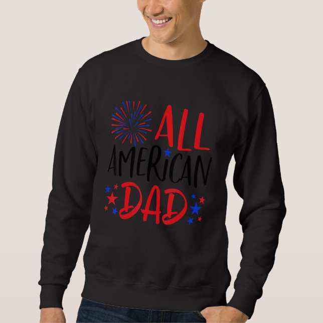 Moletom Todo Pai Americano, 4 de julho, Firework Red White (Frente)