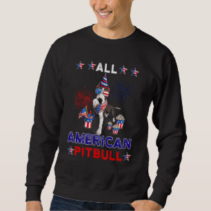 Moletom Todos os Americanos Pitbull Vermelho Branco Azul P