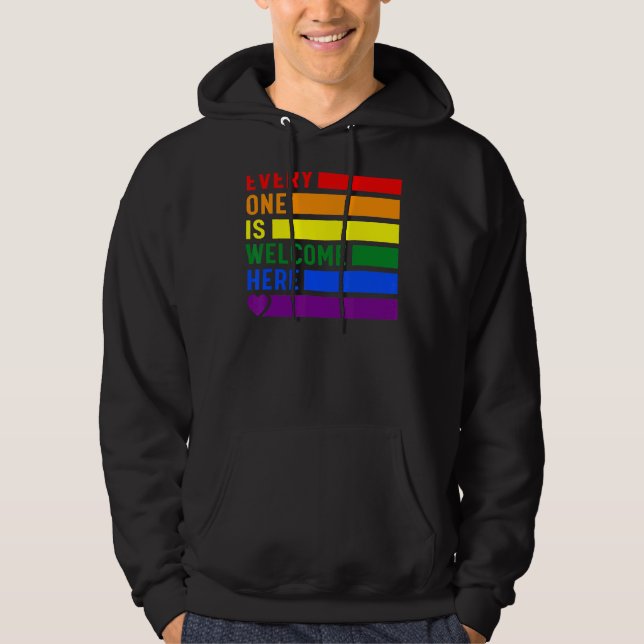 Moletom Todos São Bem-Vindos Aqui No Rainbow Lgbtq Pride T (Frente)