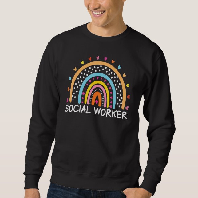 Moletom Trabalhador Social Boho Arco-íris Apreciação de Vo (Frente)