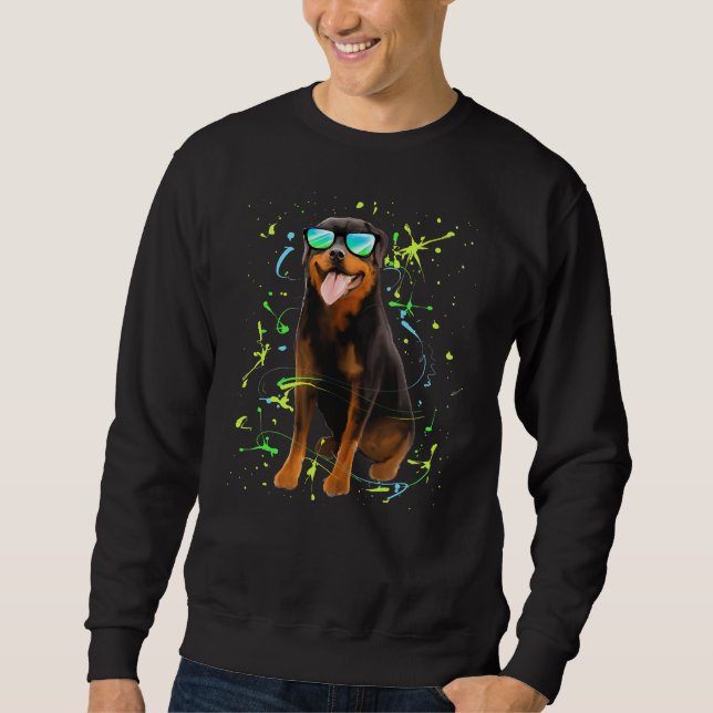 Moletom Trabalho de arte Rottweiler com óculos de sol (Frente)