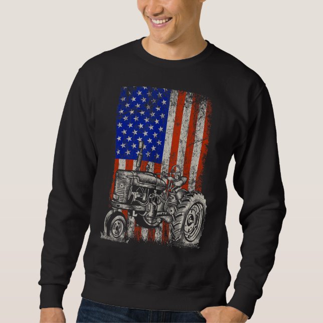 Moletom Trator American Flag Patriotic Farmer Quarto (Frente)