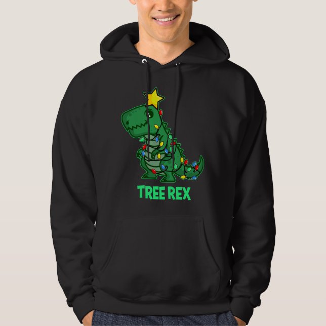 Moletom Tree Rex Funny Cute Retro Christmas Dino (Frente)