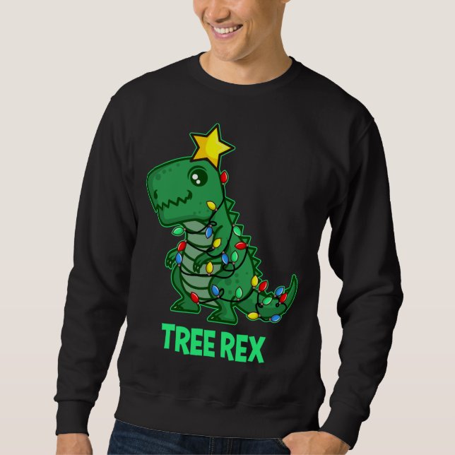 Moletom Tree Rex Funny Cute Retro Christmas Dino (Frente)