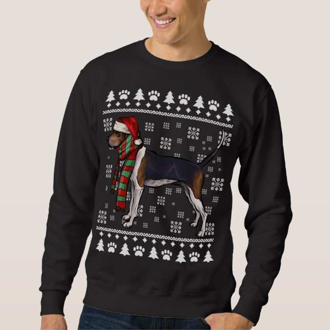 Moletom Treing Walker Coonhound Dog Santa Hat Xmas Ugly C (Frente)