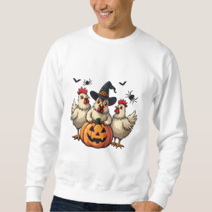 Moletom Três Bruxas de Queda de Frangos de Halloween
