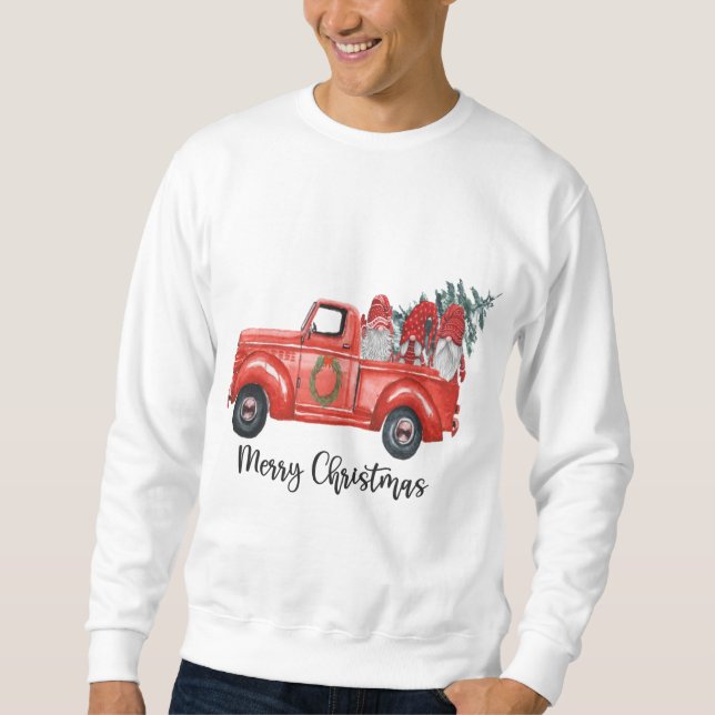 Moletom Três Gnomos em Caminhão Vermelho com Feliz Natal (Frente)