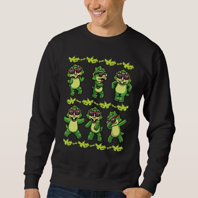 Moletom Triceratops Dinossauros Dançantes Com Óculos de So (Frente)