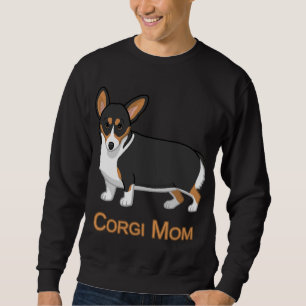 Moletom Tricolor preto bonito Pembroke Corgi Mãe Cachorro