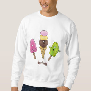 Moletom Trio de desenho animado de picolé de sorvete engra