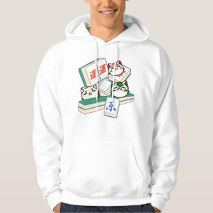 Moletom Trío Fofo Kawaii de Gatos Jogando Mahjong