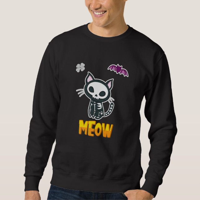 Moletom Truque De Gato De Halloween Ou Tratar Bones De Bat (Frente)