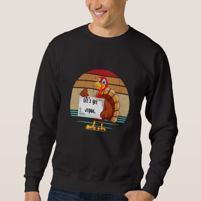 Moletom Turkey Eat Pizza Adult Vegan Kids  Thanksgiving (Frente)