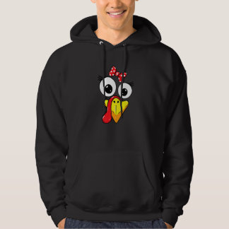 Moletom Turkey Face Girl Red Bow Kids Youth Thanksgiving